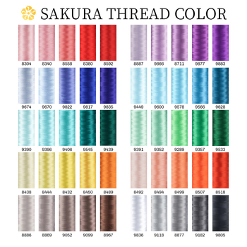 Fir de broderie din mătase artificială Sakura Brand 120D/2, set de culori în degrade pentru broderie manuală și pe mașină