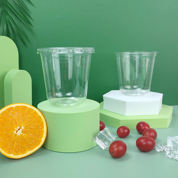 Pahar PET transparent, de unică folosință, în formă de U, diametrul 90 mm, capacitate 301–400 ml, pentru ceai cu lapte, cafea și băuturi reci, ambalare pentru take-out