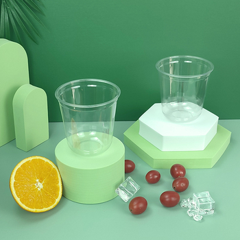 Pahar PET transparent, de unică folosință, în formă de U, diametrul 90 mm, capacitate 301–400 ml, pentru ceai cu lapte, cafea și băuturi reci, ambalare pentru take-out