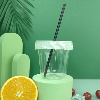 Pahar PET transparent, de unică folosință, în formă de U, diametrul 90 mm, capacitate 301–400 ml, pentru ceai cu lapte, cafea și băuturi reci, ambalare pentru take-out