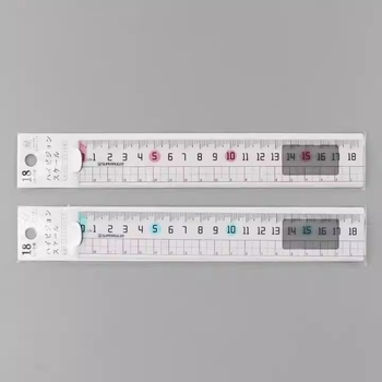 Haiwen HR-253 Prozirna 18 cm plastična ravnala s valovitim uzorkom, plavo-ružičasta – za učenike osnovne škole