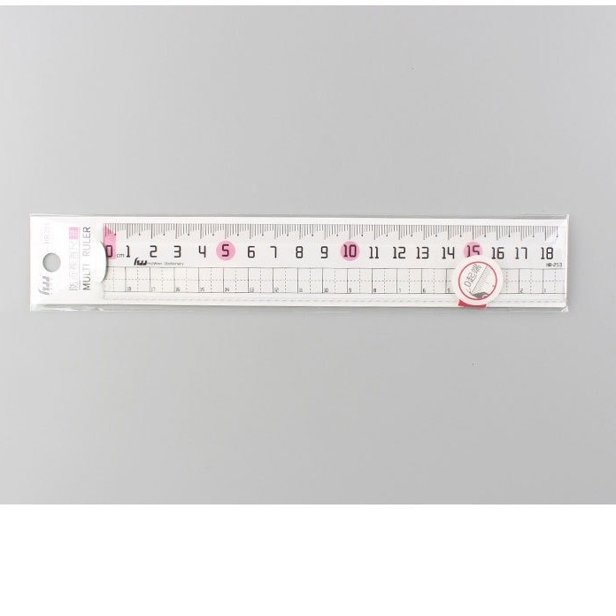 Haiwen HR-253 Prozirna 18 cm plastična ravnala s valovitim uzorkom, plavo-ružičasta – za učenike osnovne škole
