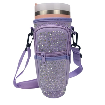 Husă diamantată pentru sticla de apă de 40 oz, cu izolație, curea reglabilă pentru mașină și geantă crossbody