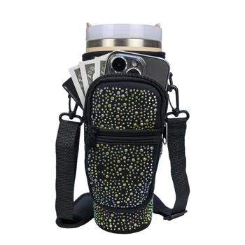 Husă diamantată pentru sticla de apă de 40 oz, cu izolație, curea reglabilă pentru mașină și geantă crossbody