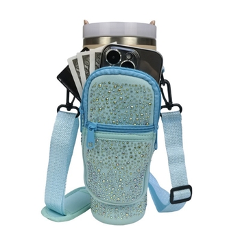 Husă diamantată pentru sticla de apă de 40 oz, cu izolație, curea reglabilă pentru mașină și geantă crossbody