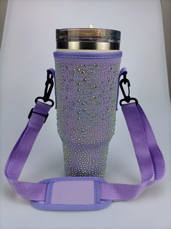 Husă diamantată pentru sticla de apă de 40 oz, cu izolație, curea reglabilă pentru mașină și geantă crossbody