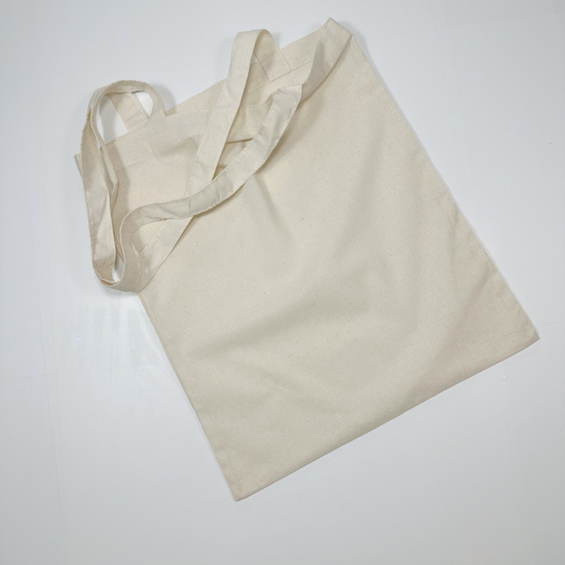 Geantă de pânză de înaltă calitate pentru pictură DIY, bej din twill de bumbac cu imprimare de logo