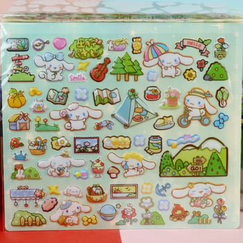 Jiubelle Autocolante pentru copii, 2 straturi, 3D – Kuromi, Melody, Sanrio, Capibara, Labubu, Autocolante cu bule