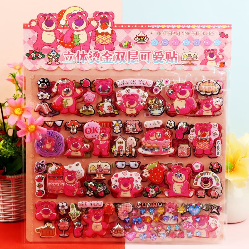 Jiubelle Autocolante pentru copii, 2 straturi, 3D – Kuromi, Melody, Sanrio, Capibara, Labubu, Autocolante cu bule