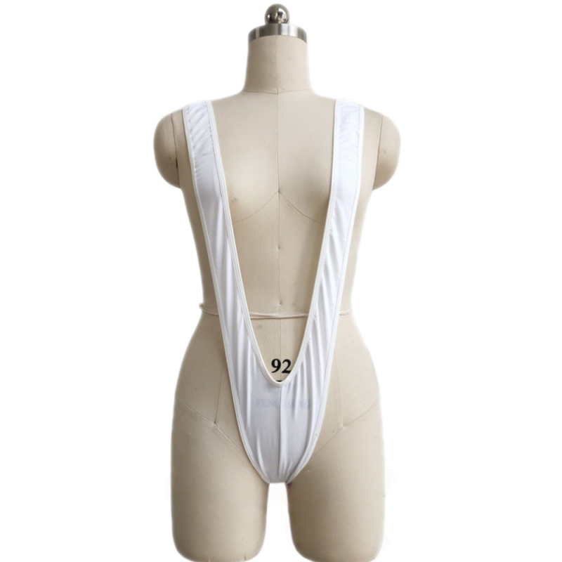 Férfiaknak szexi fehérnemű: V‑formájú pántos egyrészes bodysuit, rugalmas, thong stílus