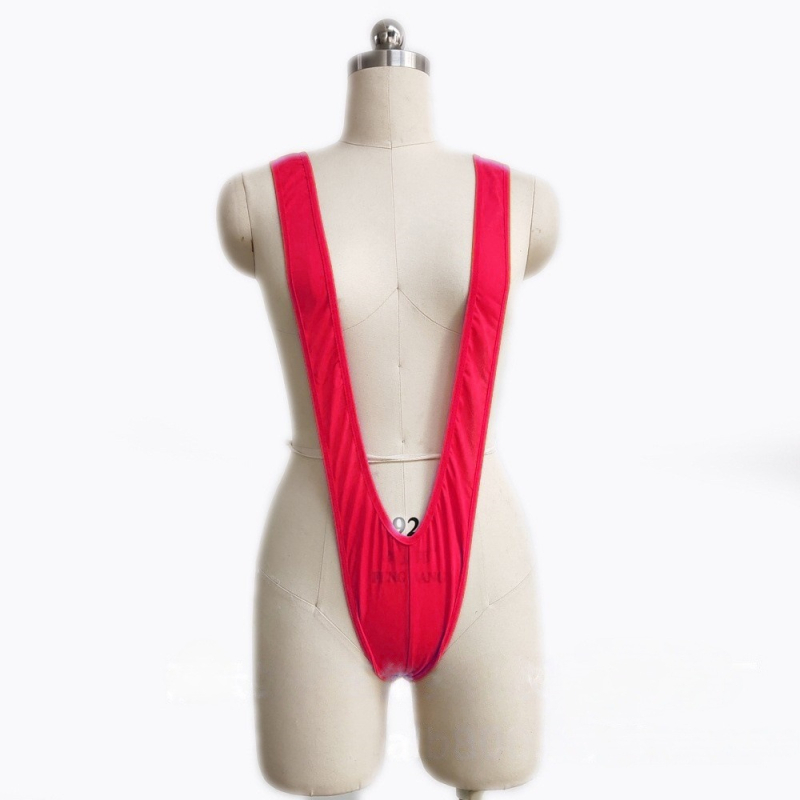 Férfiaknak szexi fehérnemű: V‑formájú pántos egyrészes bodysuit, rugalmas, thong stílus