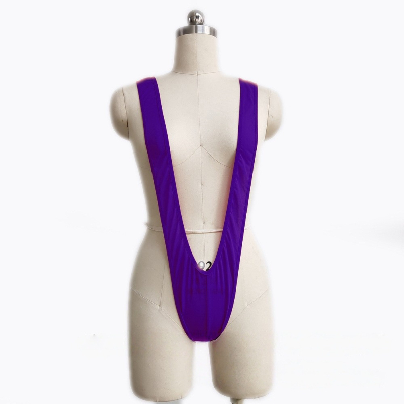 Férfiaknak szexi fehérnemű: V‑formájú pántos egyrészes bodysuit, rugalmas, thong stílus