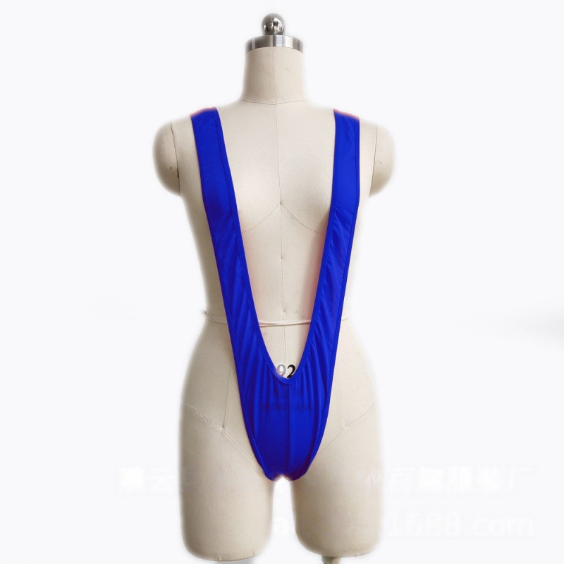 Férfiaknak szexi fehérnemű: V‑formájú pántos egyrészes bodysuit, rugalmas, thong stílus