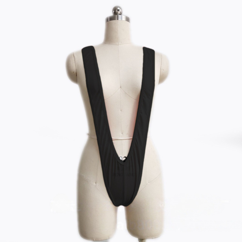 Férfiaknak szexi fehérnemű: V‑formájú pántos egyrészes bodysuit, rugalmas, thong stílus