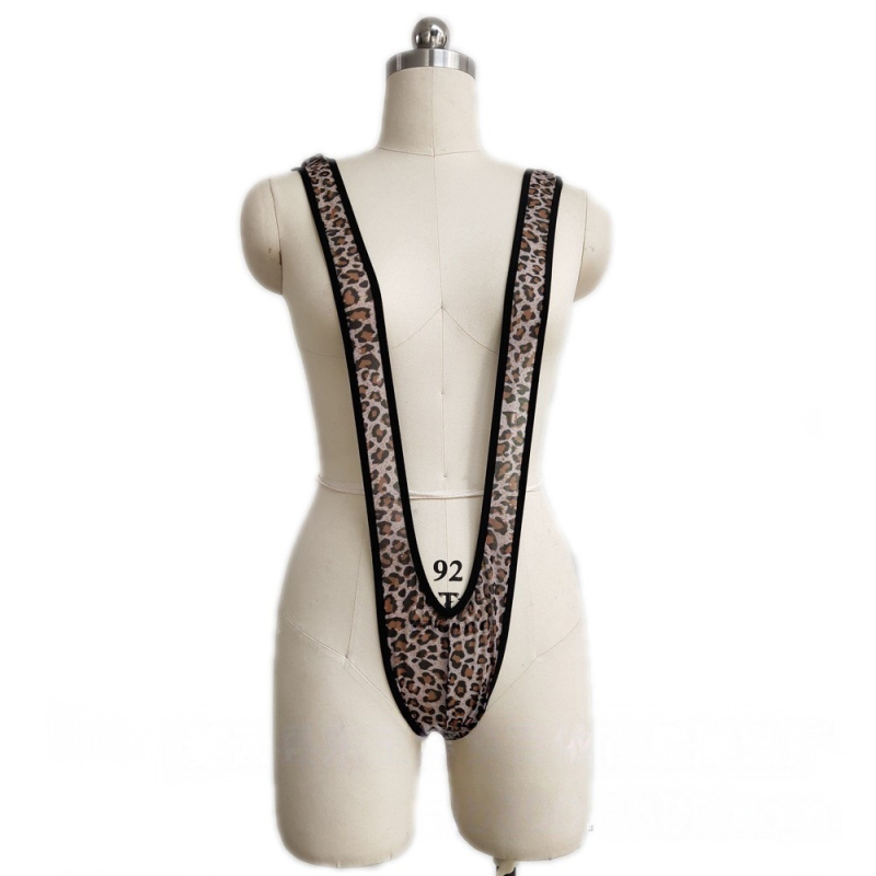 Férfiaknak szexi fehérnemű: V‑formájú pántos egyrészes bodysuit, rugalmas, thong stílus