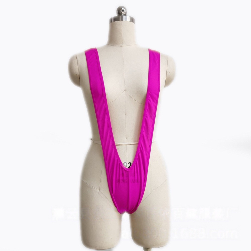 Férfiaknak szexi fehérnemű: V‑formájú pántos egyrészes bodysuit, rugalmas, thong stílus