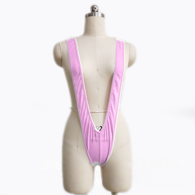 Férfiaknak szexi fehérnemű: V‑formájú pántos egyrészes bodysuit, rugalmas, thong stílus