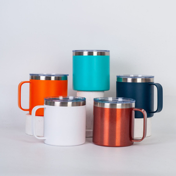 Cana de călătorie din oțel inoxidabil cu mâner, 12 oz, izolație vacuum cu pereți dubli pentru cafea de birou