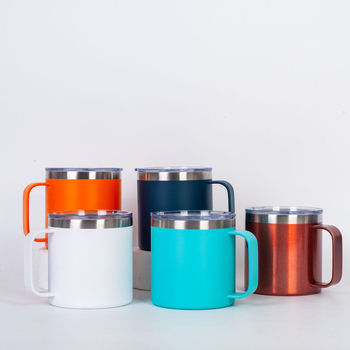 Cana de călătorie din oțel inoxidabil cu mâner, 12 oz, izolație vacuum cu pereți dubli pentru cafea de birou