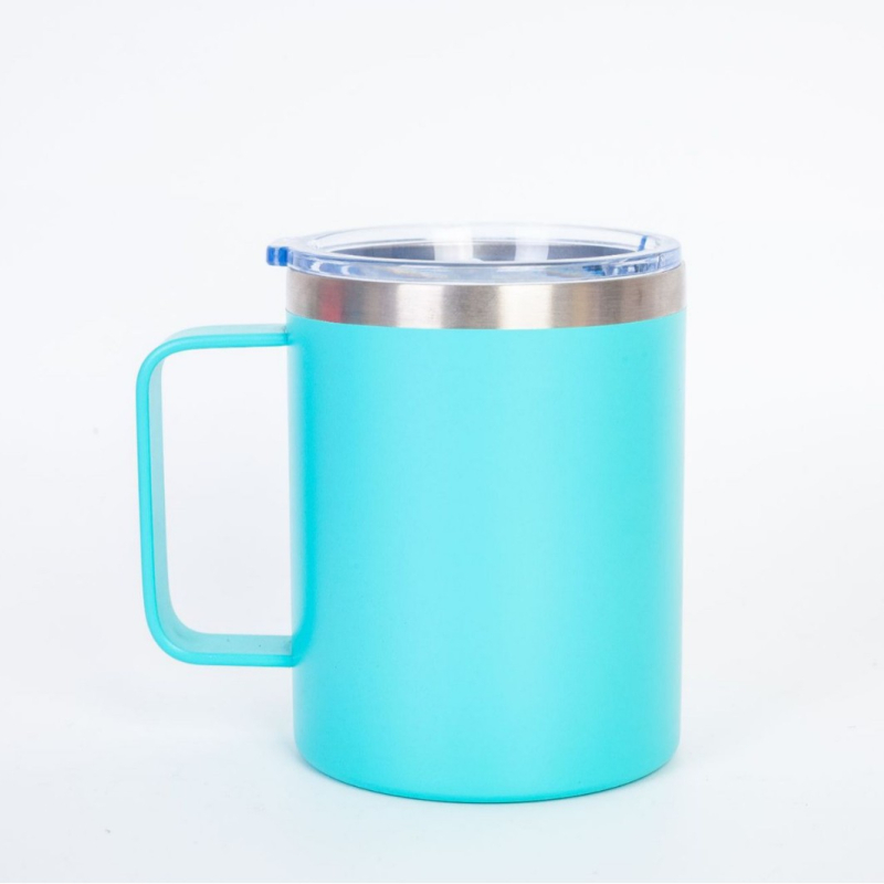 Cana de călătorie din oțel inoxidabil cu mâner, 12 oz, izolație vacuum cu pereți dubli pentru cafea de birou