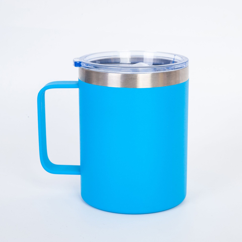 Cana de călătorie din oțel inoxidabil cu mâner, 12 oz, izolație vacuum cu pereți dubli pentru cafea de birou