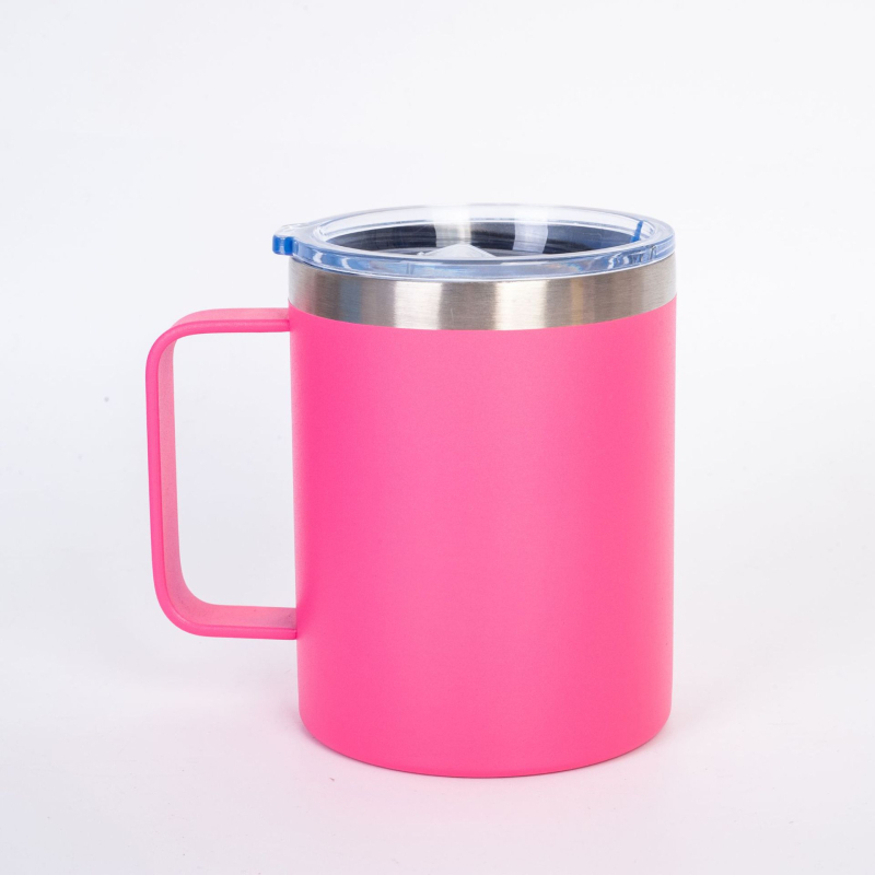 Cana de călătorie din oțel inoxidabil cu mâner, 12 oz, izolație vacuum cu pereți dubli pentru cafea de birou