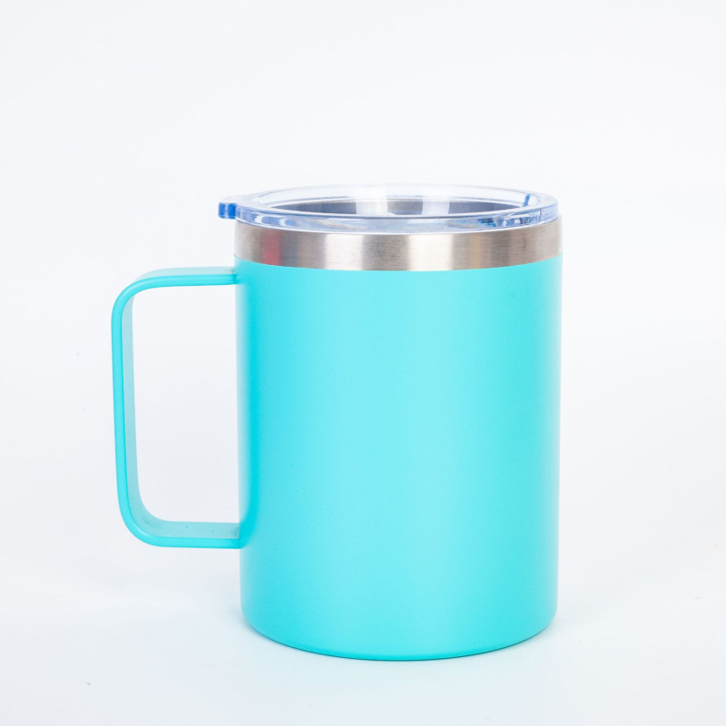 Cana de călătorie din oțel inoxidabil cu mâner, 12 oz, izolație vacuum cu pereți dubli pentru cafea de birou