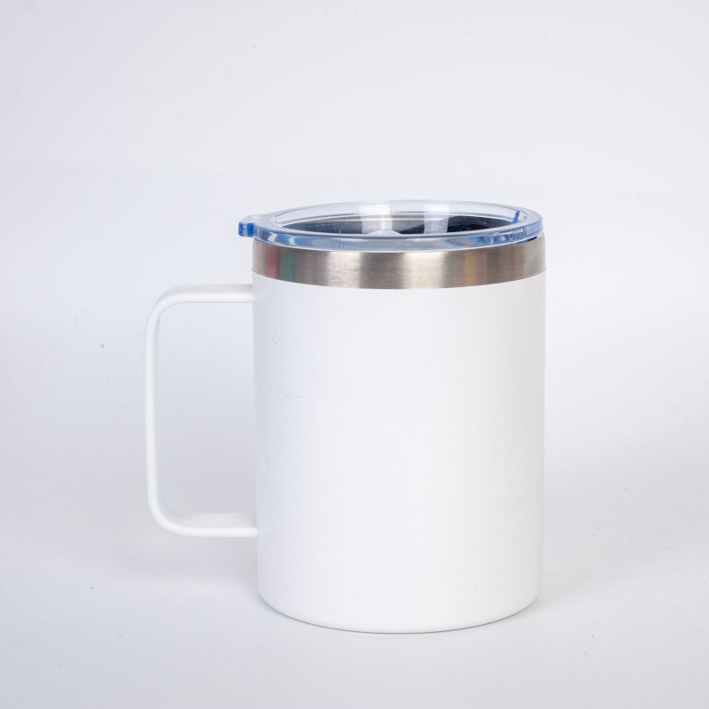 Cana de călătorie din oțel inoxidabil cu mâner, 12 oz, izolație vacuum cu pereți dubli pentru cafea de birou