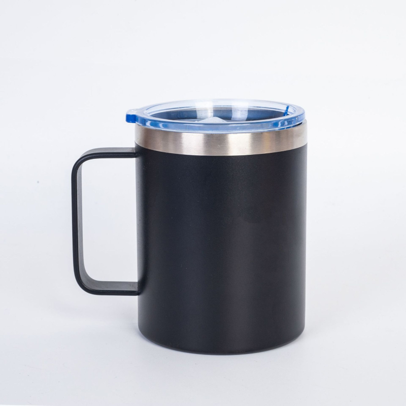 Cana de călătorie din oțel inoxidabil cu mâner, 12 oz, izolație vacuum cu pereți dubli pentru cafea de birou