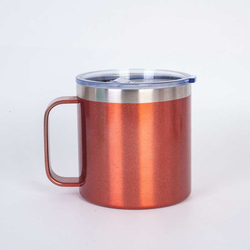 Cana de călătorie din oțel inoxidabil cu mâner, 12 oz, izolație vacuum cu pereți dubli pentru cafea de birou