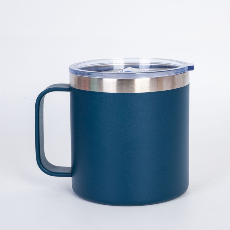 Cana de călătorie din oțel inoxidabil cu mâner, 12 oz, izolație vacuum cu pereți dubli pentru cafea de birou