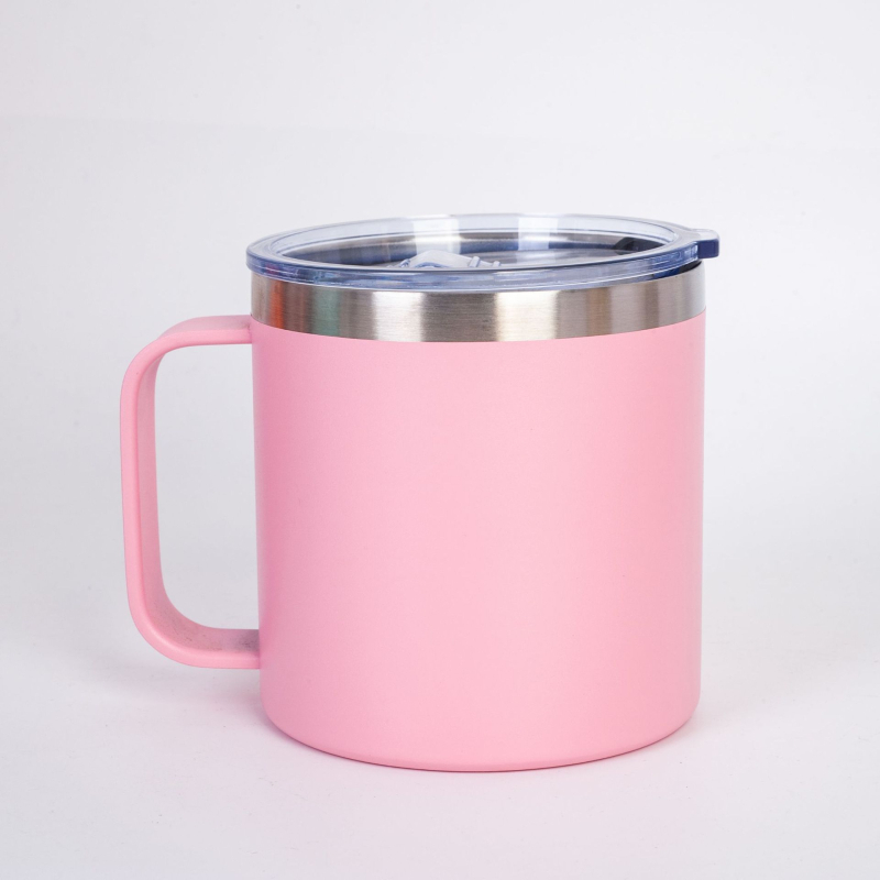 Cana de călătorie din oțel inoxidabil cu mâner, 12 oz, izolație vacuum cu pereți dubli pentru cafea de birou
