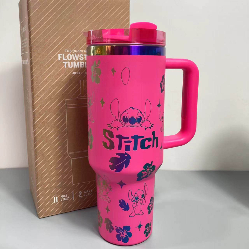 Cana pentru mașină de 40 oz din oțel inoxidabil 304, cu pai, portabilă, termos cu izolație în vid, cu mâner