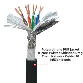 Cat5/Cat6/Cat7 dvojito tienený priemyselný Ethernet kábel pre strojné zariadenia, odolný voči rušeniu, olejovzdorný, ohybovzdorný, flexibilný ťahací reťaz