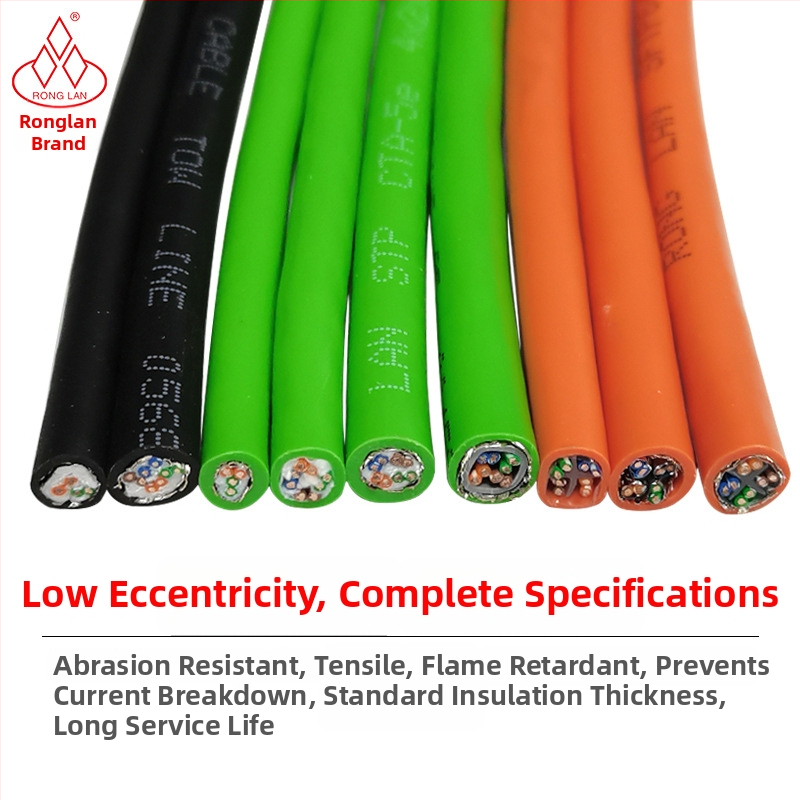Cat5/Cat6/Cat7 dvojito tienený priemyselný Ethernet kábel pre strojné zariadenia, odolný voči rušeniu, olejovzdorný, ohybovzdorný, flexibilný ťahací reťaz