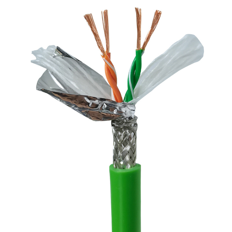 Cat5/Cat6/Cat7 двойно екраниран индустриален Ethernet кабел за машини, устойчив на смущения, маслоустойчив, устойчив на огъване, гъвкав драг чейн