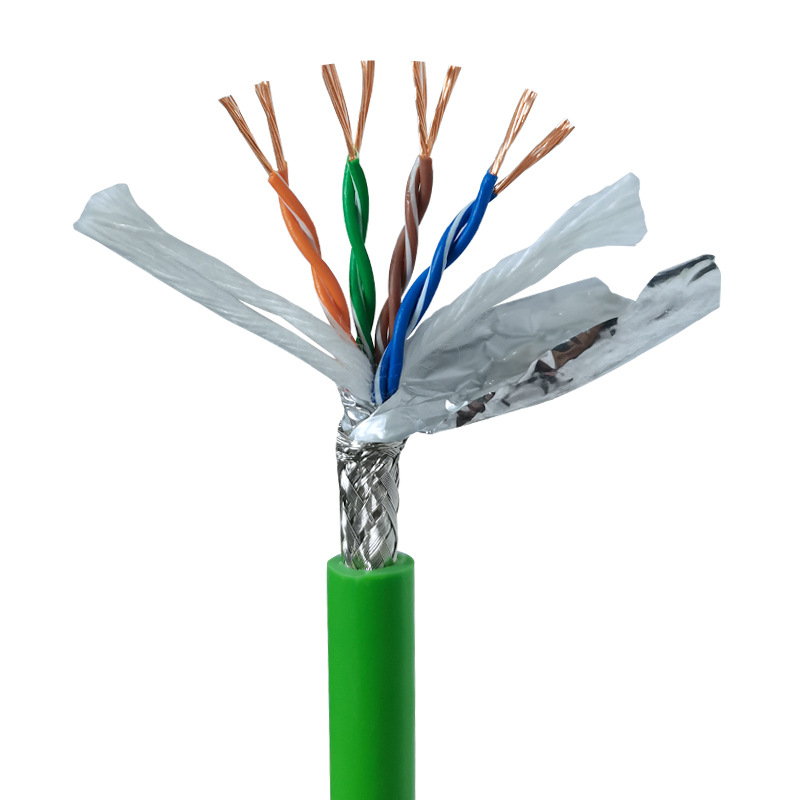 Cat5/Cat6/Cat7 двойно екраниран индустриален Ethernet кабел за машини, устойчив на смущения, маслоустойчив, устойчив на огъване, гъвкав драг чейн