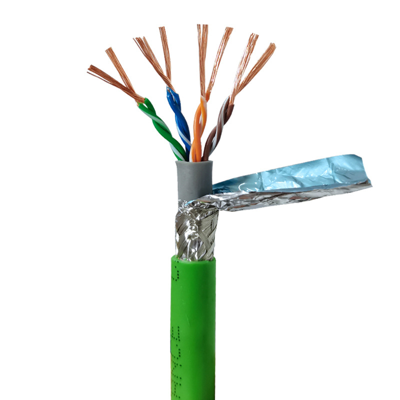 Cat5/Cat6/Cat7 двойно екраниран индустриален Ethernet кабел за машини, устойчив на смущения, маслоустойчив, устойчив на огъване, гъвкав драг чейн