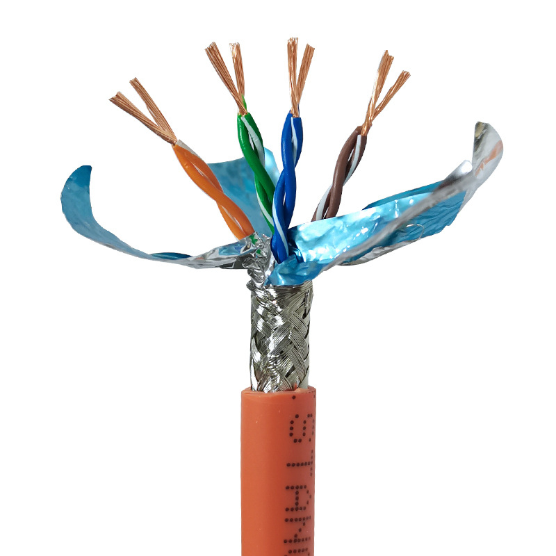 Cat5/Cat6/Cat7 двойно екраниран индустриален Ethernet кабел за машини, устойчив на смущения, маслоустойчив, устойчив на огъване, гъвкав драг чейн