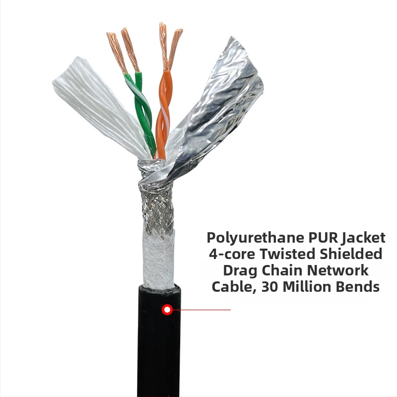 Cat5/Cat6/Cat7 dvojito tienený priemyselný Ethernet kábel pre strojné zariadenia, odolný voči rušeniu, olejovzdorný, ohybovzdorný, flexibilný ťahací reťaz