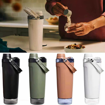 Cană shaker din oțel inoxidabil, cu mâner, izolare, 20 oz, portabil, pentru sport