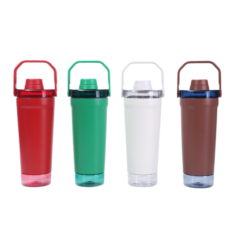Cană shaker din oțel inoxidabil, cu mâner, izolare, 20 oz, portabil, pentru sport