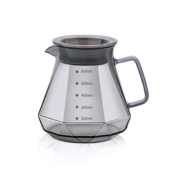 Cană de cafea pour-over cu model diamant obsidian în nor, sticlă rezistentă la temperatură, cu scară de măsurare