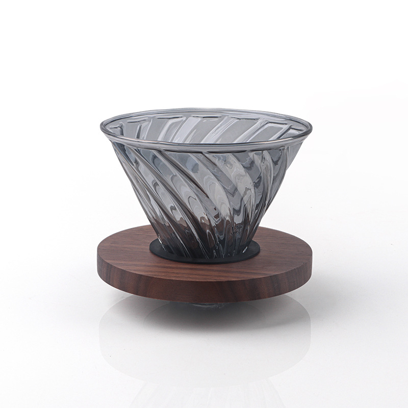 Cană de cafea pour-over cu model diamant obsidian în nor, sticlă rezistentă la temperatură, cu scară de măsurare