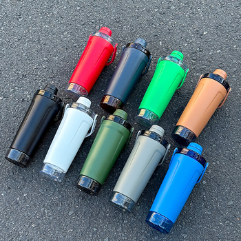 Cana termos cu capacitate mare cu shaker, sticlă de apă cu proteine pentru sport în aer liber, portabilă, compatibilă cu autoturismul