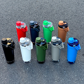 Cana termos cu capacitate mare cu shaker, sticlă de apă cu proteine pentru sport în aer liber, portabilă, compatibilă cu autoturismul