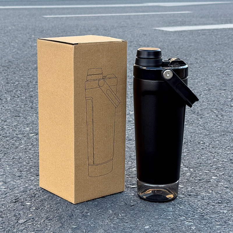 Cana termos cu capacitate mare cu shaker, sticlă de apă cu proteine pentru sport în aer liber, portabilă, compatibilă cu autoturismul