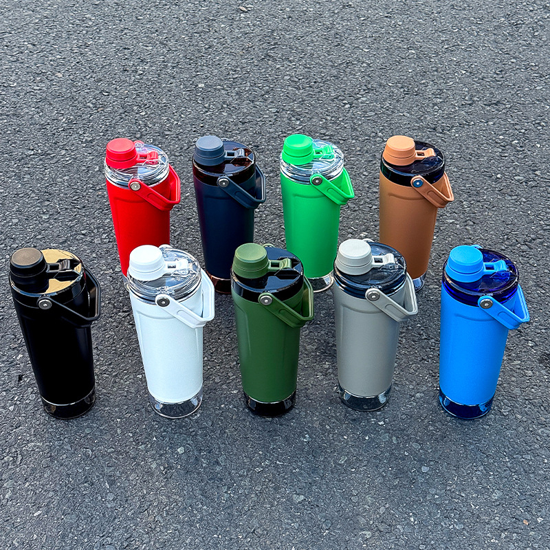 Cana termos cu capacitate mare cu shaker, sticlă de apă cu proteine pentru sport în aer liber, portabilă, compatibilă cu autoturismul