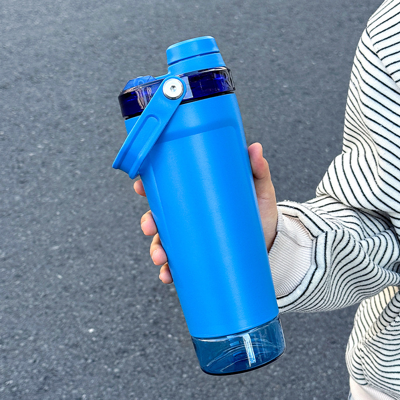 Cana termos cu capacitate mare cu shaker, sticlă de apă cu proteine pentru sport în aer liber, portabilă, compatibilă cu autoturismul