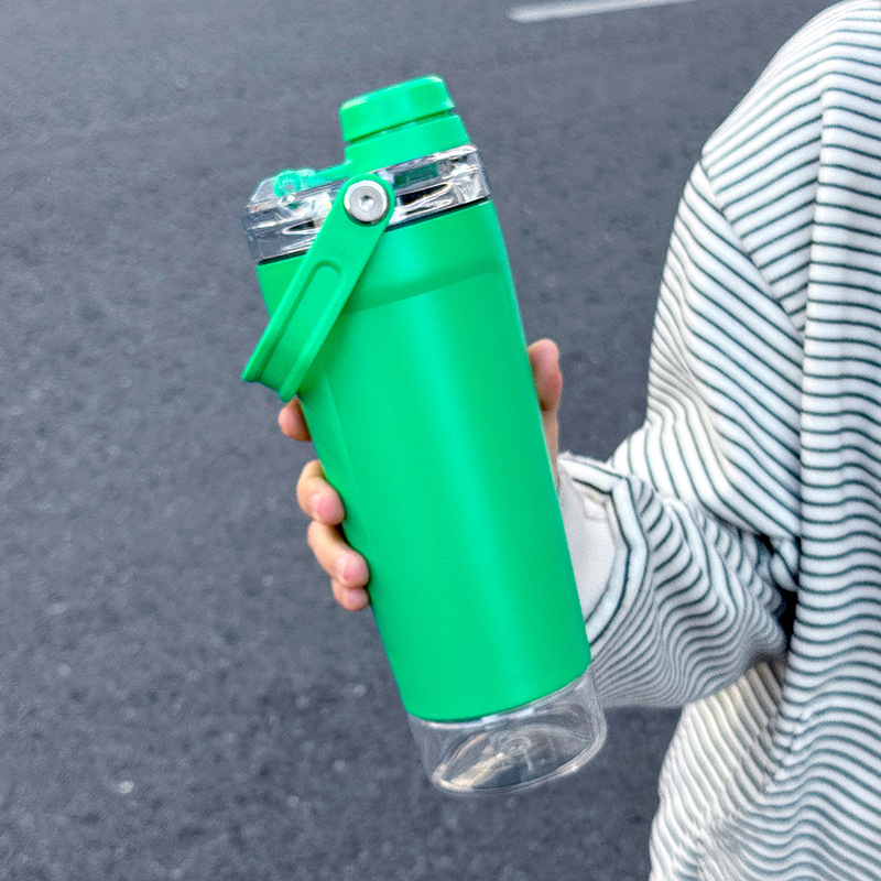 Cana termos cu capacitate mare cu shaker, sticlă de apă cu proteine pentru sport în aer liber, portabilă, compatibilă cu autoturismul